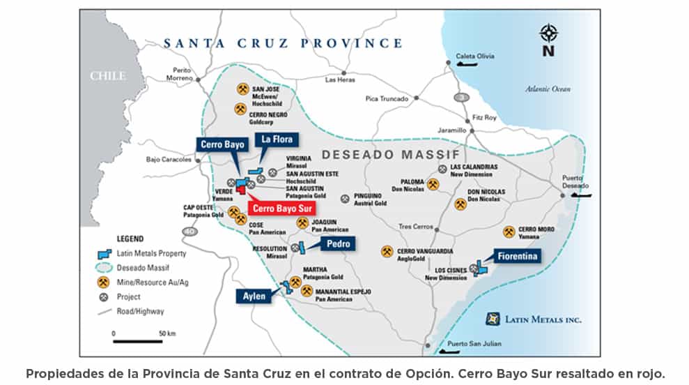 Latin Metals ofrece actualización de exploración en proyectos de exploración de oro y plata, provincia de Santa Cruz &#8211; Adquiere propiedad adicional en Cerro Bayo Sur
