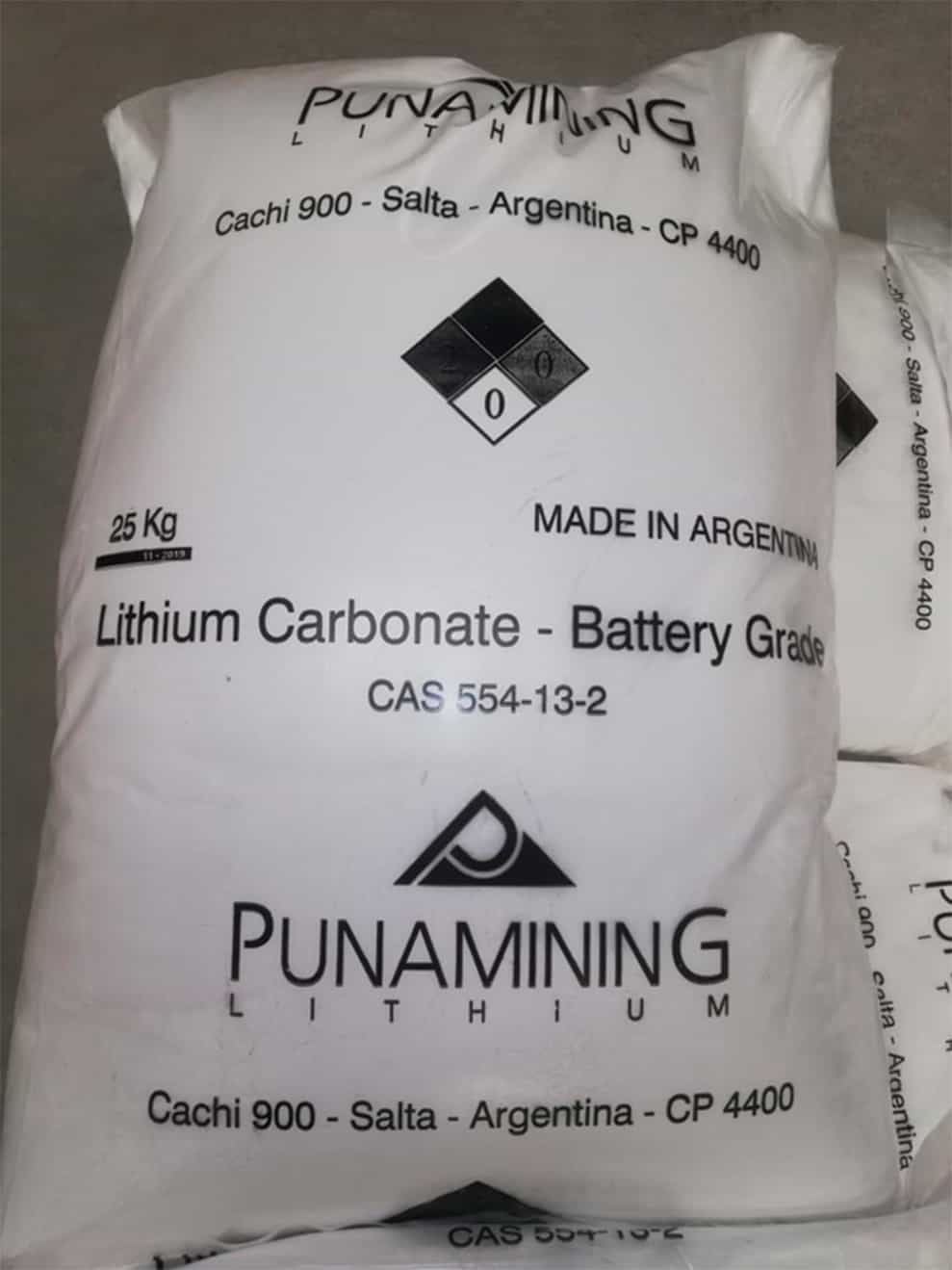 Imagen ilustrativa para el artículo: Argosy envió 20 toneladas de carbonato de litio de alta pureza producidas en Rincón