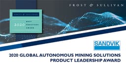 Imagen ilustrativa para la noticia: Sandvik AutoMine® y OptiMine® son reconocidos con el Premio Global al Liderazgo de Productos en Soluciones para Minería Autónoma 2020