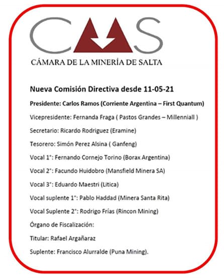 Salta: Inclusión, desarrollo y cuidado ambiental son ejes de la nueva gestión de la cámara minera
